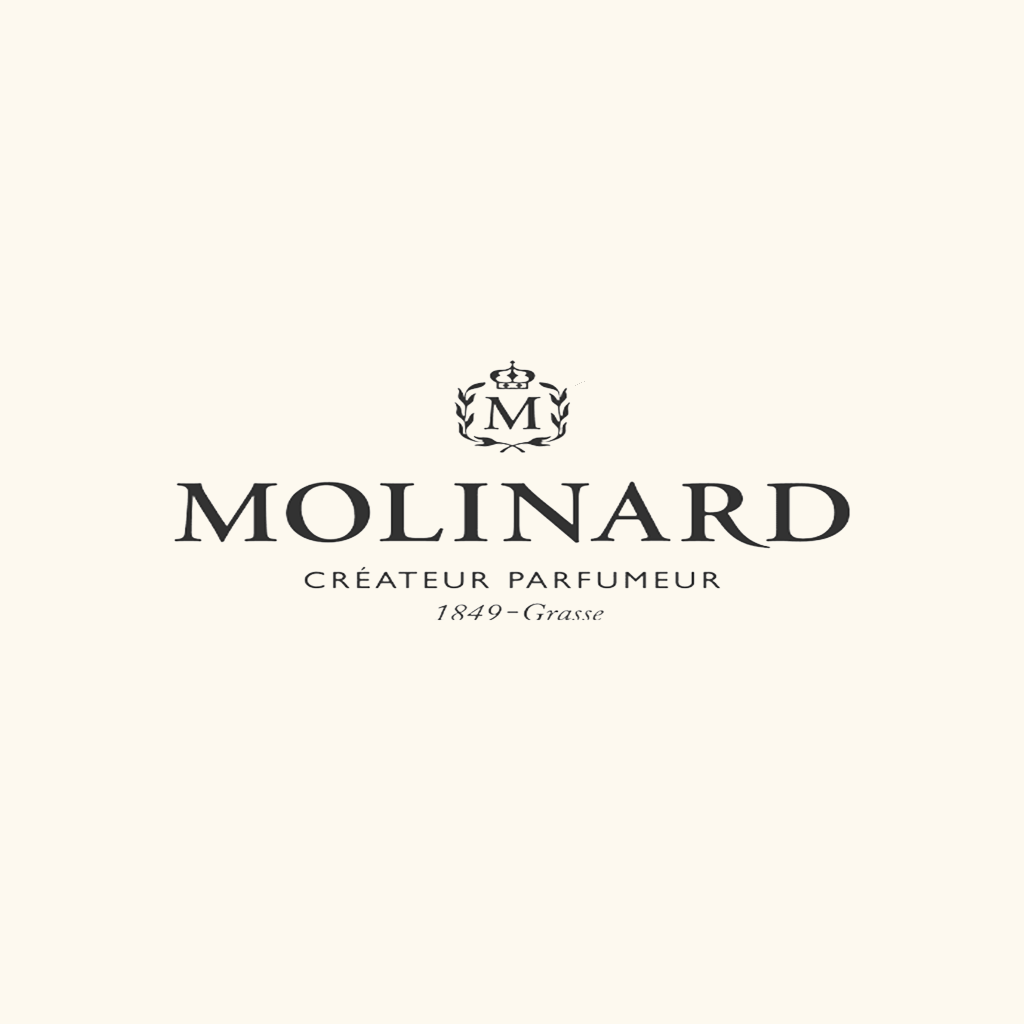 Molinard Duftproben – klassisches Markenlogo zentriert vor hellem, elegant-minimalistischem Hintergrund; französisch, hochwertig