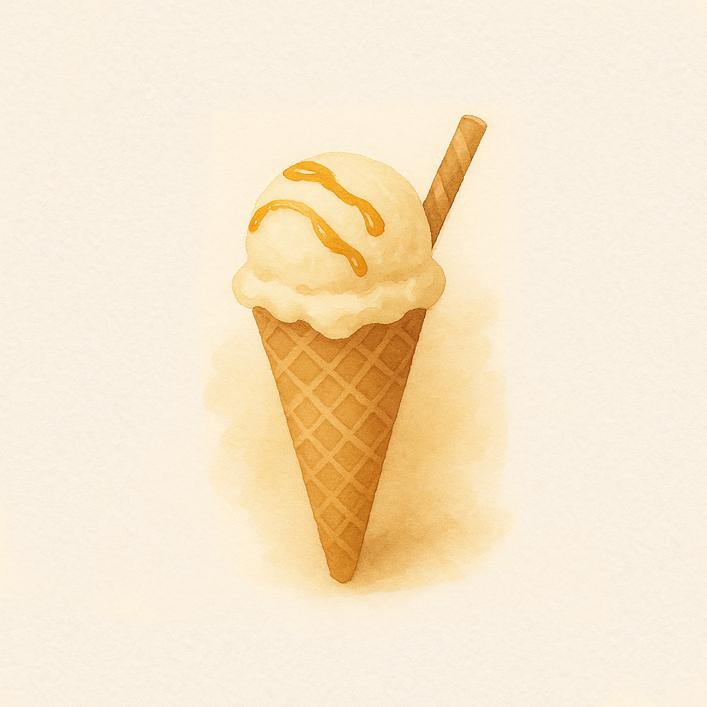 Süße Duftproben – Vanilleeis auf warmem, gold-beigem Hintergrund