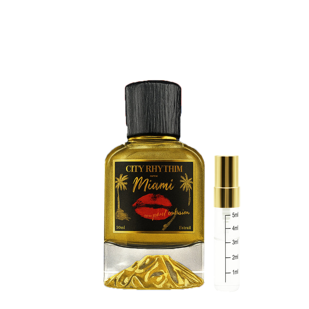 City Rhythm Tropical Confession Duftprobe – Abfüllung- Duftprobe des exotischen Nischenparfüms, intensiver tropisch-fruchtiger Unisex-Duft, hochwertiges Sample auf weißem Hintergrund.